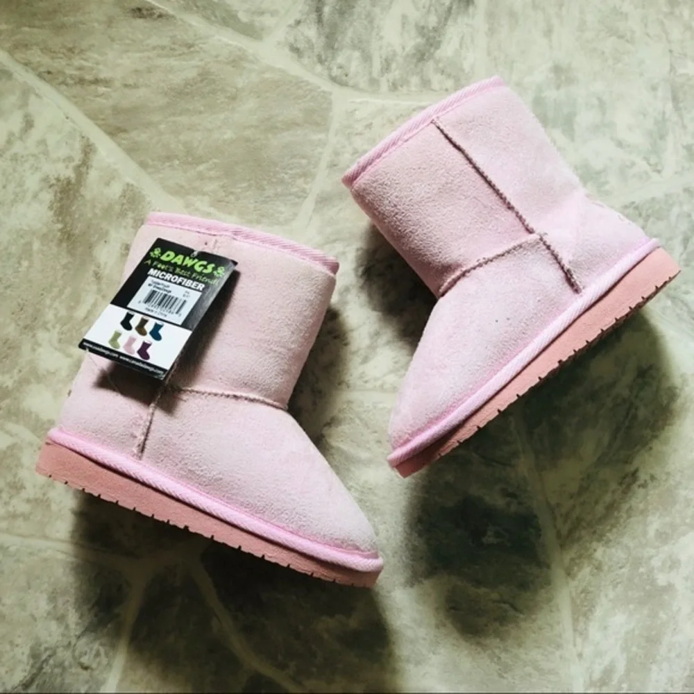 NWT DAWGS pink girls faux shearling liner memory foam winter boots Size 4.5 6.5